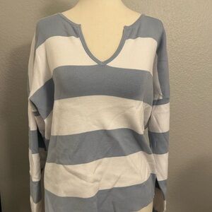 Splendid Blue and White Striped Long Sleeve Tee